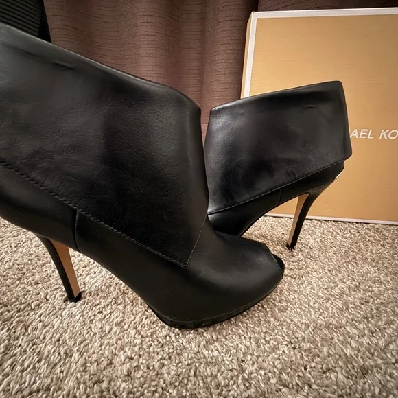Michael Kors Black Peep-Toe Heeled Boots - Picture 4 of 5